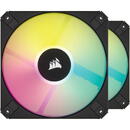 AF120 RGB SLIM, 120mm RGB Fan Dual Pack - Negru, PWM