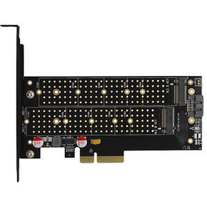 AXAGON Adaptor Intern PCEM2-DC, PCI-E 3.0 4x - DUAL M.2 SSD (NVMe + SATA), Voltaj Dual, Suport SSD pana la 110 mm + Cooler Activ