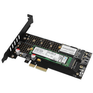 AXAGON Adaptor Intern PCEM2-DC, PCI-E 3.0 4x - DUAL M.2 SSD (NVMe + SATA), Voltaj Dual, Suport SSD pana la 110 mm + Cooler Activ