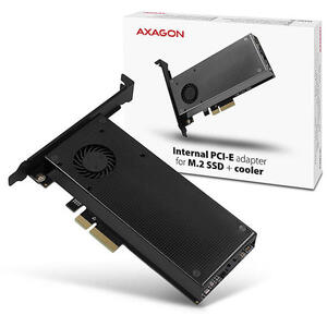 AXAGON Adaptor Intern PCEM2-DC, PCI-E 3.0 4x - DUAL M.2 SSD (NVMe + SATA), Voltaj Dual, Suport SSD pana la 110 mm + Cooler Activ