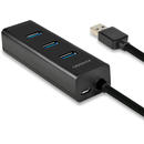 HUE-S2BL 4x USB3.0 Charging Hub, cablu 120 cm, port incarcare Micro USB