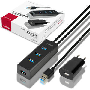 Hub AXAGON HUE-S2BP 4x USB3.0, Charging Hub, Cablu 120 cm, Conector incarcare MicroUSB, Include adaptor alimentare