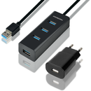 HUE-S2BP 4x USB3.0, Charging Hub, Cablu 120 cm, Conector incarcare MicroUSB, Include adaptor alimentare