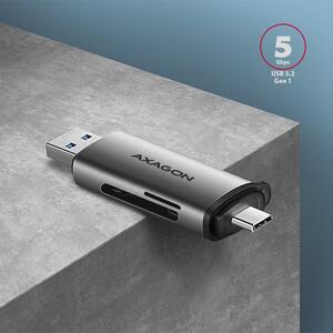 AXAGON Cititor carduri CRE-SAC, USB 3.2 Gen1 Tip C+Tip A la SD/microSD