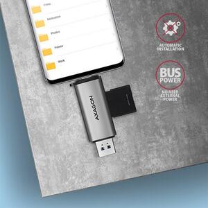 AXAGON Cititor carduri CRE-SAC, USB 3.2 Gen1 Tip C+Tip A la SD/microSD