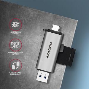 AXAGON Cititor carduri CRE-SAC, USB 3.2 Gen1 Tip C+Tip A la SD/microSD
