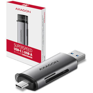 AXAGON Cititor carduri CRE-SAC, USB 3.2 Gen1 Tip C+Tip A la SD/microSD