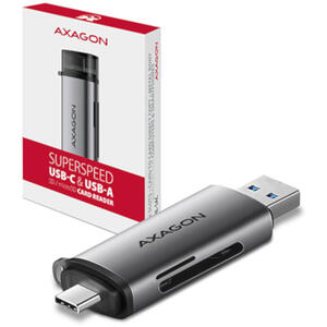 AXAGON CRE-SAC, Citittor carduri Extern USB 3.2 Gen1 Tip C+Tip A la SD/microSD