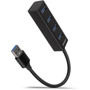 Hub AXAGON Hub USB HUE-M1A, 4x USB3.2 Gen 1, MINI hub, metalic, Cablu USB-A 20 cm