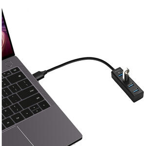 Hub AXAGON Hub USB HUE-M1C, 4x USB3.2 Gen 1, MINI hub, metalic, Cablu USB-C 20 cm