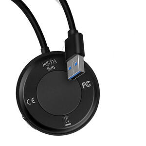 Hub AXAGON Hub USB HUE-P1A, 4x USB3.2 Gen 1, hub Rotund, micro USB power IN, Cablu USB-A 30 cm
