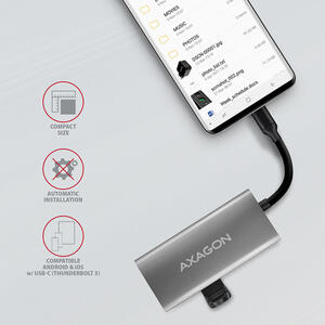 Hub AXAGON Hub USB HMC-4G2, 2x USB-A + 2x USB-C, USB-C 3.2 Gen 2 10Gbps hub, Cablu USB-C 13 cm