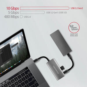 Hub AXAGON Hub USB HMC-4G2, 2x USB-A + 2x USB-C, USB-C 3.2 Gen 2 10Gbps hub, Cablu USB-C 13 cm