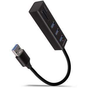 Hub AXAGON HMA-CR3A ,3x USB-A + SD/microSD, USB3.2 Gen 1, metalic,  Cablu USB-A 20 cm