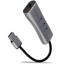 HMA-GL3AP, 3x USB-A + Gigabit LAN, USB3.2 Gen 1 hub, metalic, Conector Alimentare Micro-USB, Cablu USB-A 20 cm