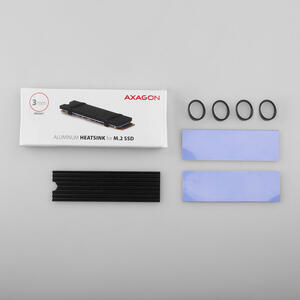 AXAGON Cooler Pasiv CLR-M2L3, Pentru M.2 SSD, Suport SSD 80 mm, Aluminiu, paduri termice silicon incluse, inaltime 3mm