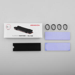 AXAGON Cooler Pasiv CLR-M2L6, Pentru M.2 SSD, Suport SSD 80 mm, Aluminiu, paduri termice silicon incluse, inaltime 6mm