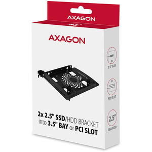 AXAGON RHD-P25, adaptor pentru montarea a 2 HDD/SSD 2.5" HDD in slot  3.5" sau slot PCI, negru