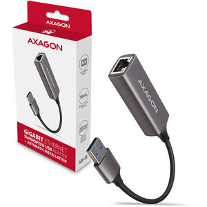 AXAGON Adaptor retea ADE-TR, USB3.2 Gen 1 Tip A la RJ-45, Metalic, Gri