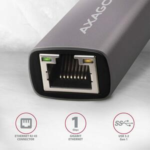 AXAGON ADE-TRC, Adaptor retea USB3.2 Gen 1 Tip C la  Gigabit Ethernet 10/100/1000 , Metalic, Gri