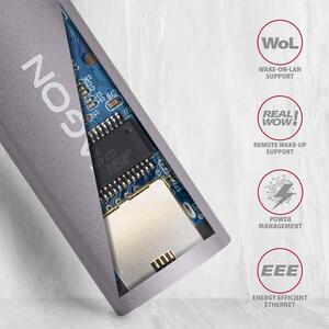 AXAGON Adaptor retea ADE-TRC, USB3.2 Gen 1 Tip C la RJ-45, Metalic, Gri
