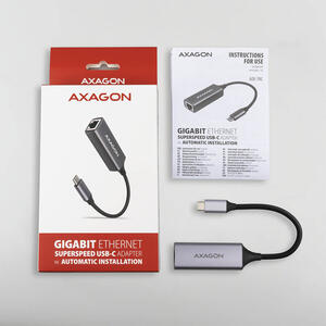 AXAGON ADE-TRC, Adaptor retea USB3.2 Gen 1 Tip C la  Gigabit Ethernet 10/100/1000 , Metalic, Gri