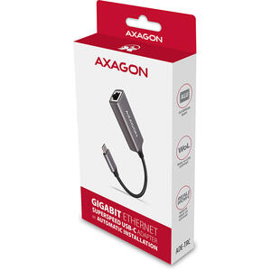 AXAGON Adaptor retea ADE-TRC, USB3.2 Gen 1 Tip C la RJ-45, Metalic, Gri