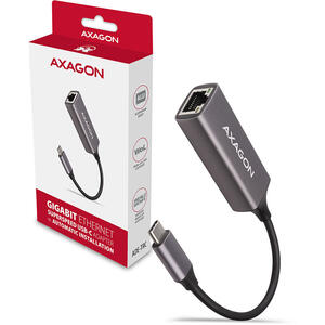 AXAGON ADE-TRC, Adaptor retea USB3.2 Gen 1 Tip C la  Gigabit Ethernet 10/100/1000 , Metalic, Gri