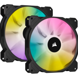 Ventilator Corsair iCUE SP140 RGB ELITE Performance 140mm PWM, kit 2 buc, include Lighting Node CORE, Negru