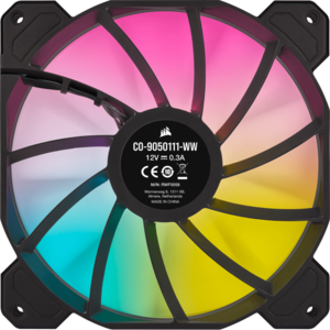 Ventilator Corsair iCUE SP140 RGB ELITE Performance 140mm PWM, kit 2 buc, include Lighting Node CORE, Negru