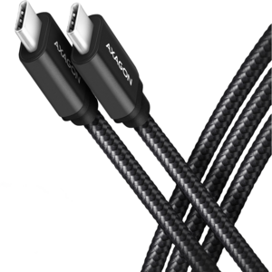 AXAGON Cablu USB-C la USB-C 3.2 Gen 1, 1m, PD 60W, 3A, Aluminiu, Impletit, Negru