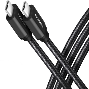 AXAGON Cablu de date BUCM3-CM20AB,  USB-C la USB-C 3.2 Gen 1, 2m, PD 60W, 3A, Impletit, Negru