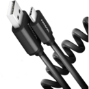 Cablu Twister USB-C la USB-A, 0.6m, USB 2.0, 3A, 0.6m, Aluminiu, Negru