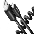 Cablu de date BUCM-AM10TB, Twister USB-C la USB-A, 0.6m, USB 2.0, 3A, 0.6m, Aluminiu, Negru