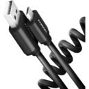Cablu de date BUMM-AM10TB, Twister Micro USB la USB-A, 0.6m, USB 2.0, 2.4A, Aluminiu, Negru
