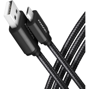AXAGON Cablu de date BUMM-AM10AB,  USB-Micro la USB-A, 1m, 2.4A, impletit, negru