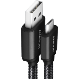 AXAGON Cablu USB-Micro la USB-A, 2m, 2.4A, impletit, negru