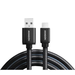 AXAGON Cablu USB-Micro la USB-A, 2m, 2.4A, impletit, negru