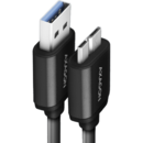 Cablu USB-Micro B  la USB-A, 1m, USB 3.2 Gen 1, 3A, impletit, negru