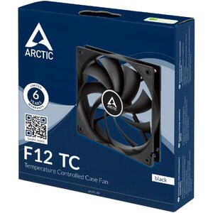 Ventilator ARCTIC F12 TC, 120 mm, 300 - 1350 rpm, senzor temperatura, FDB, Negru