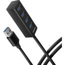 Hub USB HUE-M1AL, 4x USB3.2 Gen 1, hub Subtire, cablu de 120 cm USB Tip A