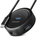 Hub USB HUE-P1C 4x USB 3.2 Gen 1 ROUND hub, micro USB power IN, 30cm USB-C cable