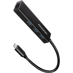 Hub AXAGON HMC-GL3A, 3x USB3.2 Gen 1, hub Subtire, cablu de 20 cm USB Type-C, 1 x RJ45 Gigabit