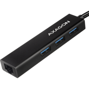 Hub AXAGON Hub USB HMC-GL3A, 3x USB3.2 Gen 1, hub Subtire, cablu de 20 cm USB Type-C, 1 x RJ45 Gigabit