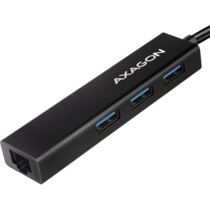 Hub AXAGON HMC-GL3A, 3x USB3.2 Gen 1, hub Subtire, cablu de 20 cm USB Type-C, 1 x RJ45 Gigabit