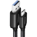 Cablu USB-C la USB-A, 1.5m, USB 3.2 Gen 1, 3A, impletit, negru