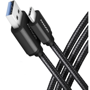 AXAGON Cablu de date BUCM3-AM20AB,  USB-C la USB-A, 2m, USB 3.2 Gen 1, 3A, impletit, negru