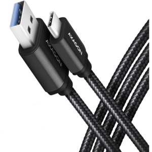 AXAGON Cablu USB-C la USB-A, 2m, USB 3.2 Gen 1, 3A, impletit, negru