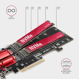 AXAGON Controller PCEM2-ND PCIE 3.0 8X,  2X NVME M.2