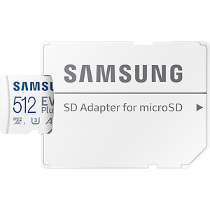 Samsung EVO Plus microSD, 512 GB, U3, V30, A2, UHS-I, microSDXC